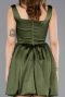 Abendkleid Kurz Satin Khaki ABK2529
