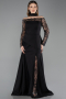Standesamtkleid Lang Schwarz ABU5662