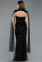 Abendkleid Lang Perlenbesetzt Schwarz ABU5652