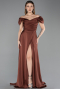 Braun Abschlusskleid Satin Lang ABU4508