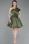 Partykleid Kurz Satin Khaki ABK2510