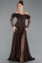 Braun Standesamtkleid Satin Lang ABU5054