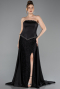 Abendkleid Lang Satin Schwarz ABU5684