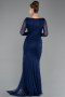 Marineblau Standesamtkleid Spitze Lang ABU5588