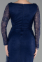 Marineblau Standesamtkleid Spitze Lang ABU5588