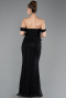 Abendkleid im Meerjungfrau-Stil Lang Spitze Schwarz ABU5685