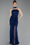 Abendkleid Lang Spitze Marineblau ABU5686