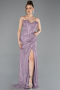 Lavendel Standesamtkleid Guipure Spitze Lang ABU5642