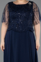 Kleider in Großen Größen Lang Chiffon Marineblau ABU5554