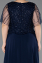 Kleider in Großen Größen Lang Chiffon Marineblau ABU5554