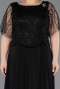 Kleider in Großen Größen Lang Chiffon Schwarz ABU5554