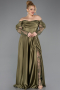 Kleider in Großen Größen Lang Satin Khaki ABU5261
