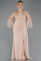 Abendgarderobe in Großen Größen Lang Chiffon Gold ABU5624