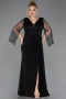 Abendgarderobe in Großen Größen Lang Chiffon Schwarz ABU5624