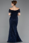 Abendkleid Lang Perlenbesetzt Marineblau ABU5694