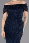 Abendkleid Lang Perlenbesetzt Marineblau ABU5694