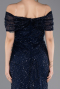 Abendkleid Lang Perlenbesetzt Marineblau ABU5694