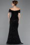 Abendkleid Lang Perlenbesetzt Schwarz ABU5694