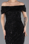 Abendkleid Lang Perlenbesetzt Schwarz ABU5694