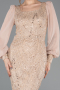 Abendkleid Lang Perlenbesetzt Gold ABU5695