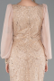Abendkleid Lang Perlenbesetzt Gold ABU5695