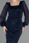 Abendkleid Lang Perlenbesetzt Marineblau ABU5695