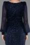 Abendkleid Lang Perlenbesetzt Marineblau ABU5695