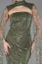 Khaki Abendkleid Perlenbesetzt Lang ABU5652