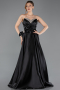 Schwarz Abendkleid Satin Lang ABU5541