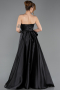 Schwarz Abendkleid Satin Lang ABU5541