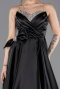 Schwarz Abendkleid Satin Lang ABU5541