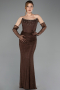 Abendkleid Lang Spitze Braun ABU5717