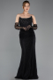 Abendkleid Lang Spitze Schwarz ABU5717