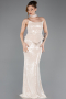 Abendkleid im Meerjungfrau-Stil Lang Beige ABU5721