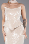 Abendkleid im Meerjungfrau-Stil Lang Beige ABU5721