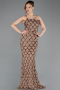 Abendkleid Lang Schuppig Kupfer ABU5701