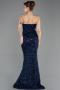 Abendkleid Lang Schuppig Marineblau ABU5701