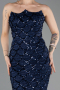 Abendkleid Lang Schuppig Marineblau ABU5701