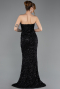 Abendkleid Lang Schuppig Schwarz ABU5701