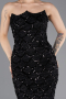 Abendkleid Lang Schuppig Schwarz ABU5701