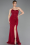 Weinrot Standesamtkleid Spitze Lang ABU5614