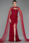 Weinrot Standesamtkleid Spitze Lang ABU5614
