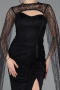 Schwarz Standesamtkleid Spitze Lang ABU5614