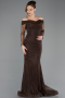 Braun Abendkleid Spitze Lang ABU5617