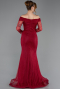 Kirschrot Abendkleid Spitze Lang ABU5617