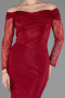 Kirschrot Abendkleid Spitze Lang ABU5617