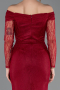 Kirschrot Abendkleid Spitze Lang ABU5617