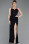 Abschlusskleid Lang Spitze Schwarz ABU5719
