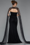 Schwarz Standesamtkleid Spitze Lang ABU5614