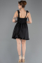 Abschlusskleid Kurz Satin Schwarz ABK2536